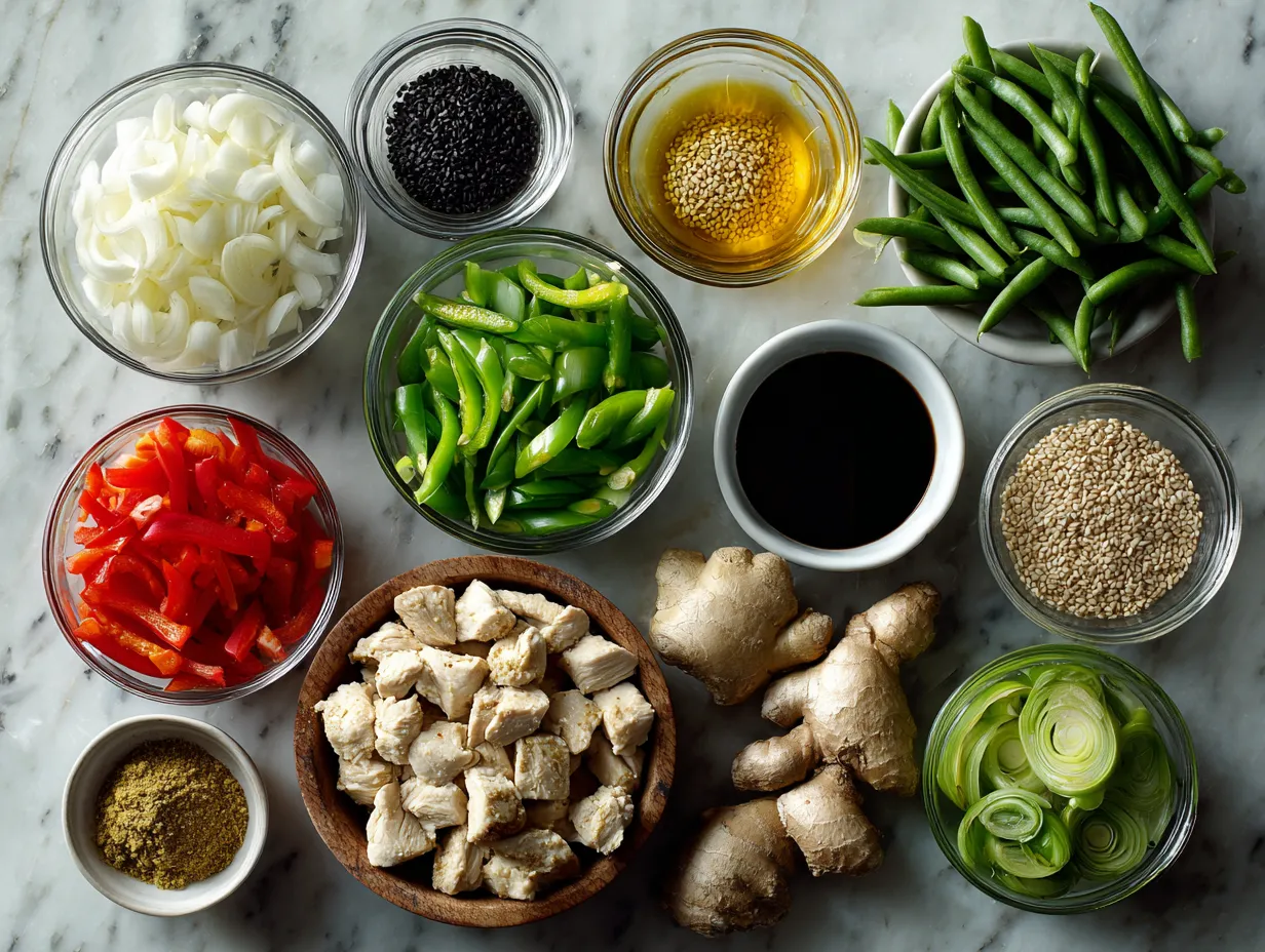 Ingredients for 15-Minute Sesame Ginger Chicken Stir Fry