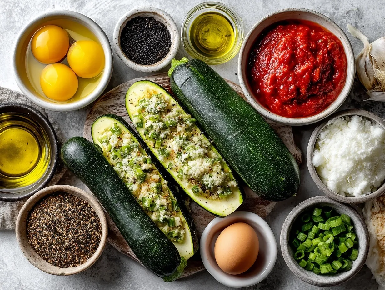 Ingredients for Air Fryer Stuffed Zucchini Boats