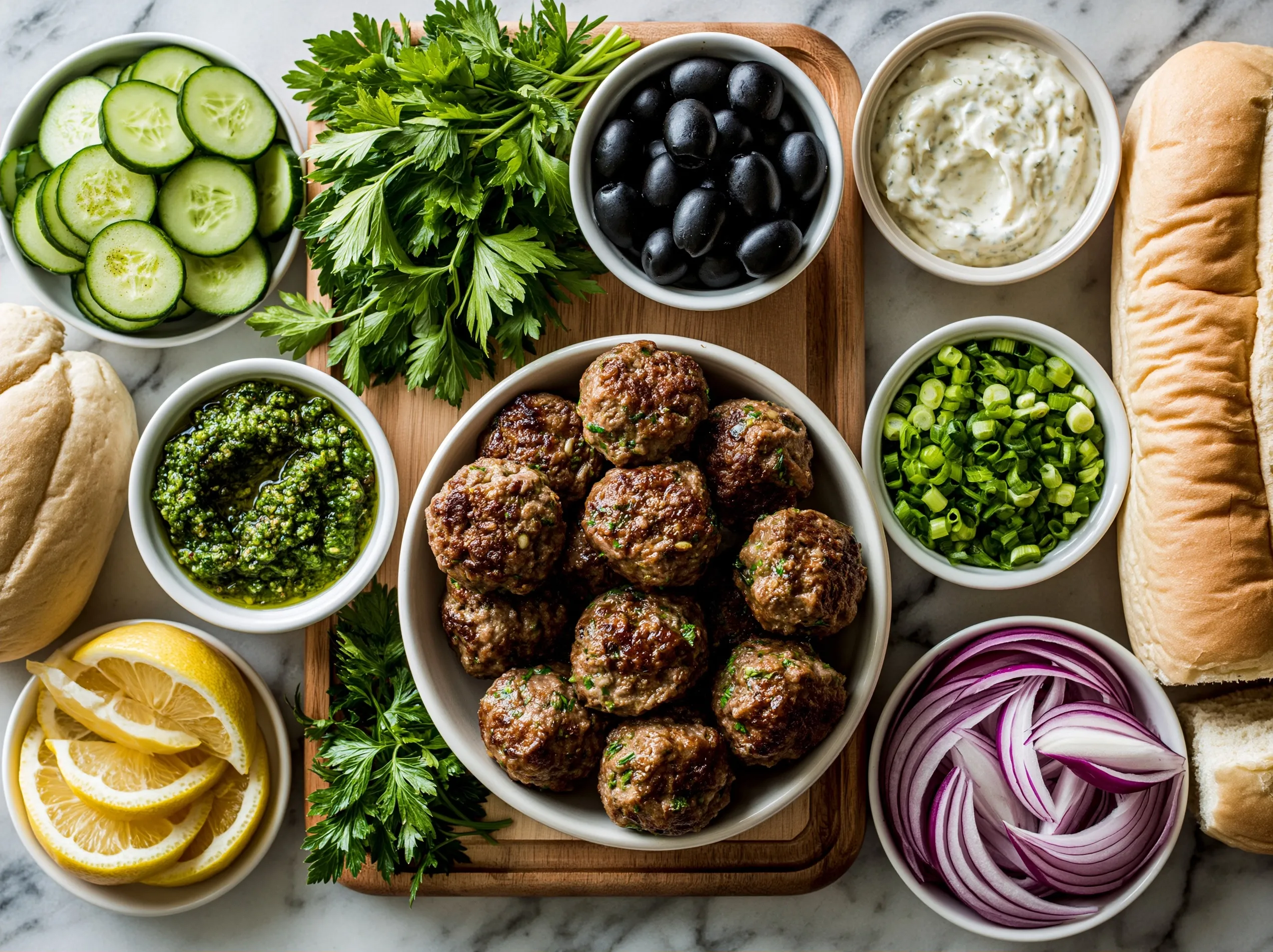 Ingredients for Beef Meatball Subs Low CalorieLean