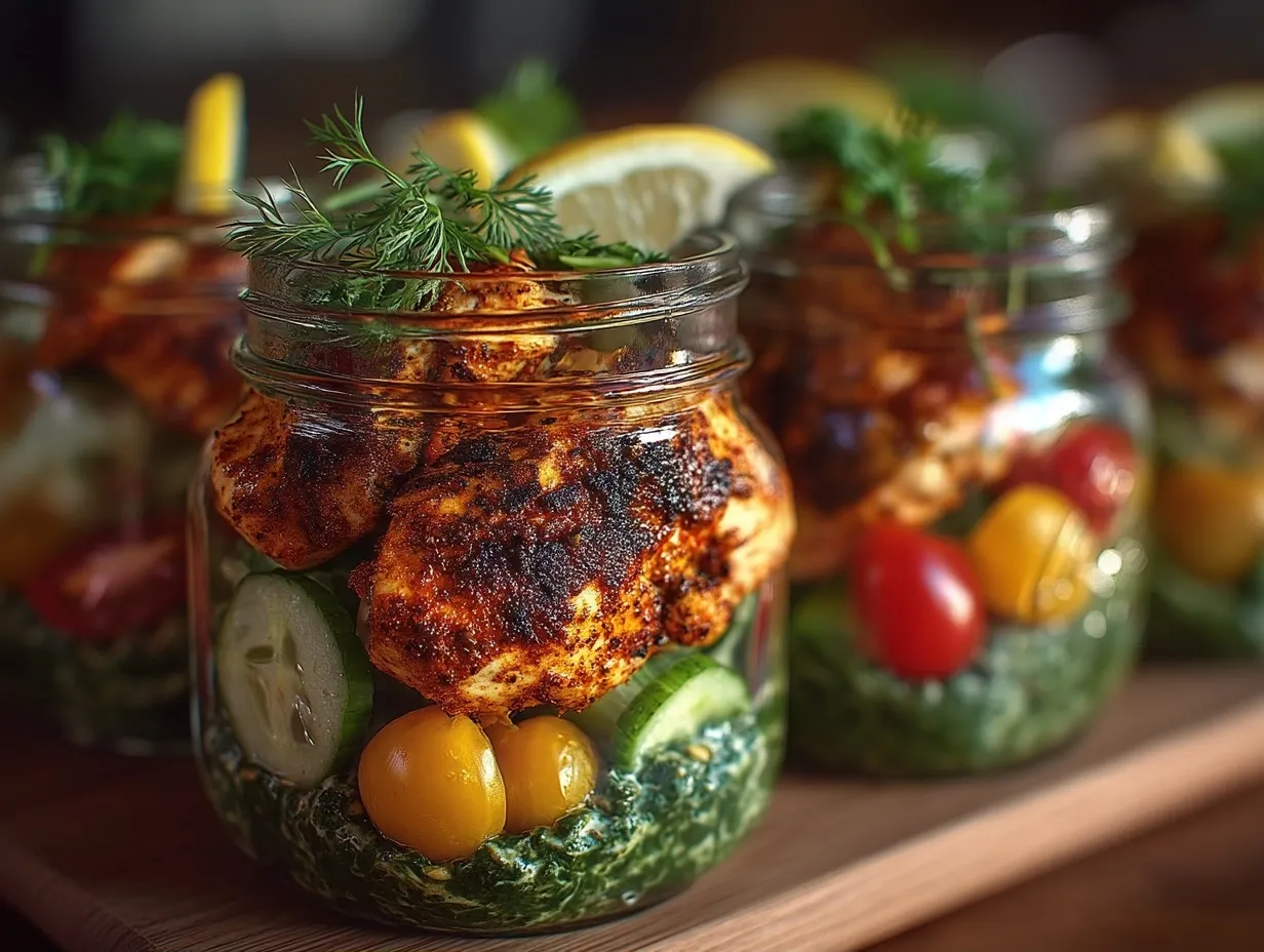 Blackened Chicken Protein Salad Jars