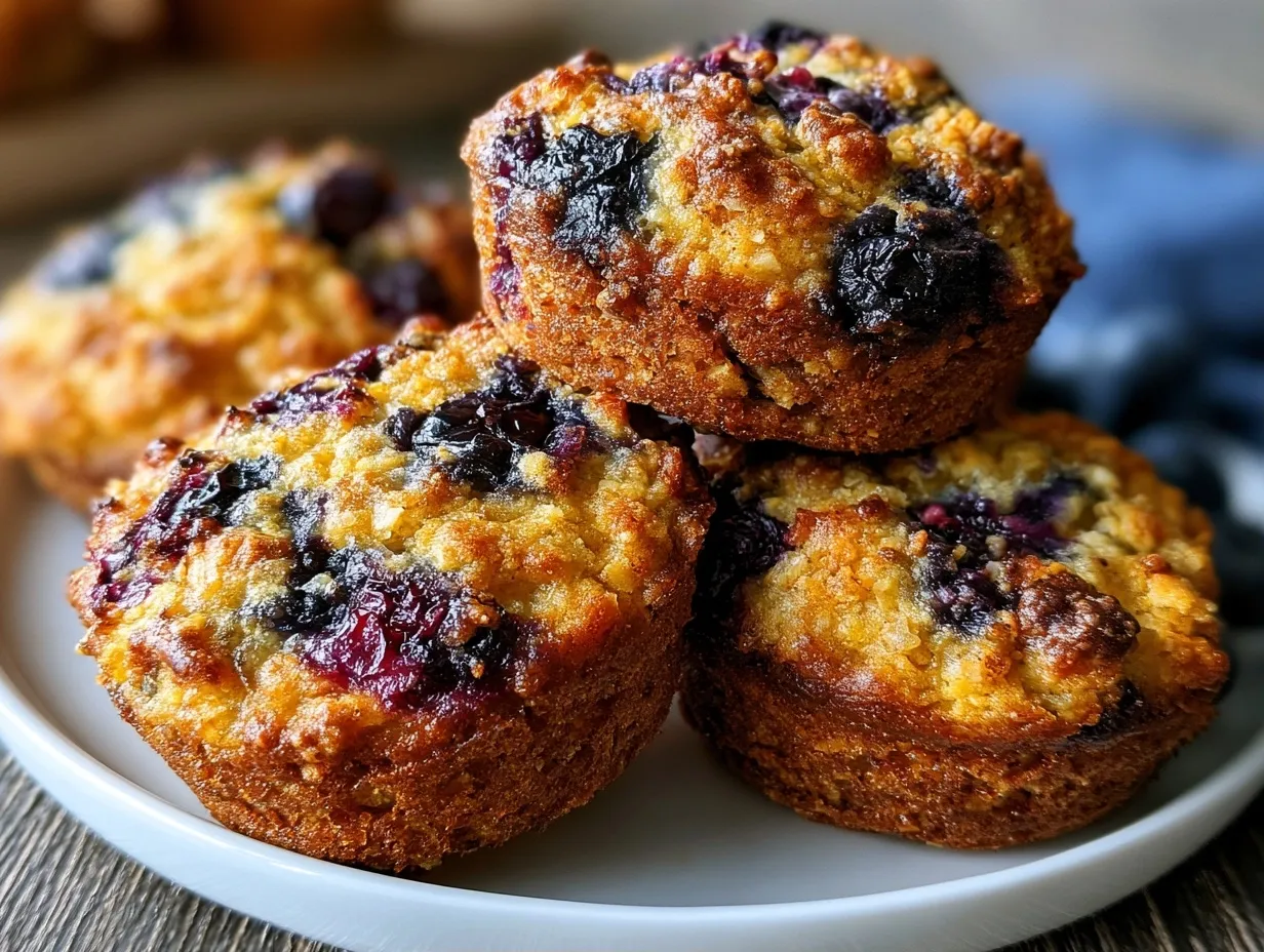 Blueberry Protein Muffin Cookies presented with fresh berries and mint