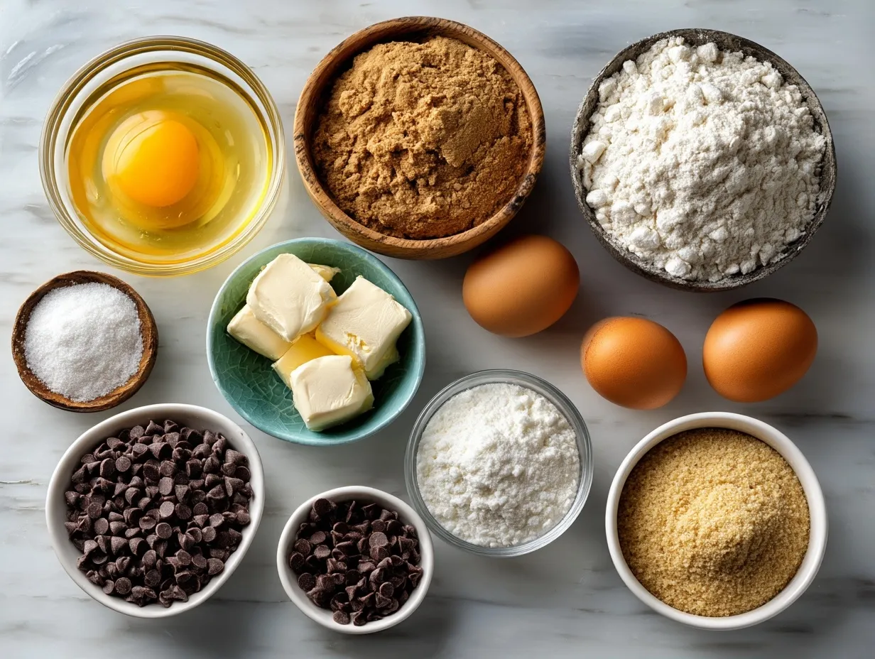 Ingredients for Brown Butter Protein Chocolate Chip Cookies