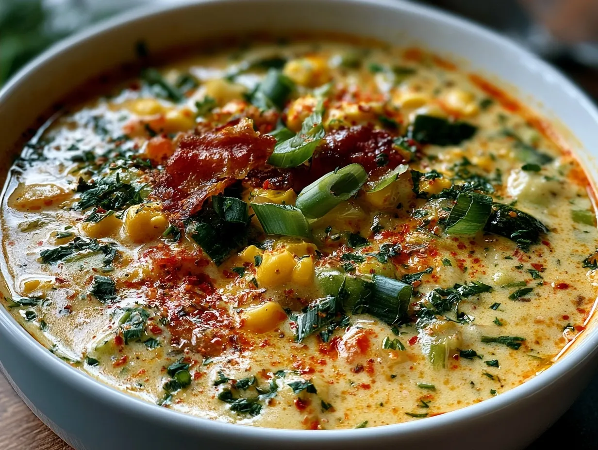 Creamy Corn and Zucchini Chowder (Low Fat)