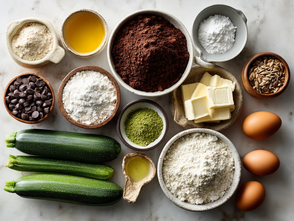 Ingredients for Double Chocolate Zucchini Protein Brownies