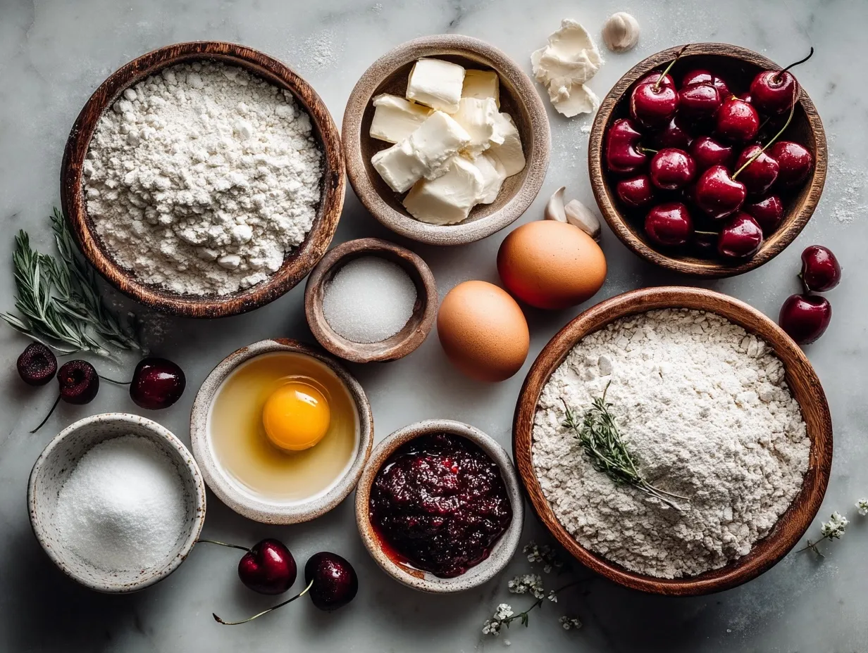 Ingredients for Fresh Cherry Galette with whole wheat crust