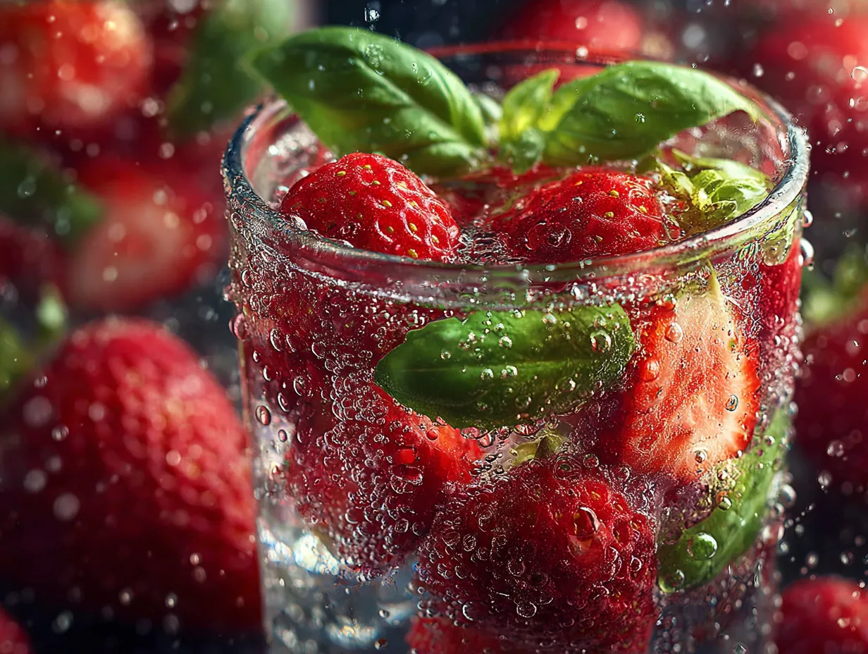 Fresh Strawberry Basil Infused Water