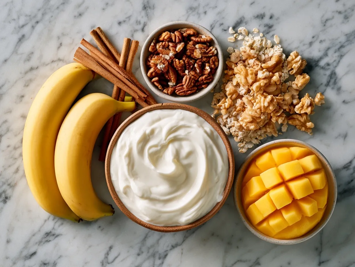 Ingredients for Frozen Mango Greek Yogurt Drops