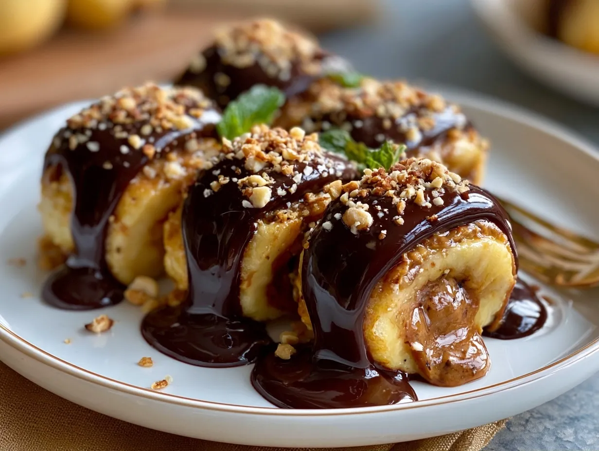 Plated Healthy Chocolate Peanut Butter Banana Bites ready to serve