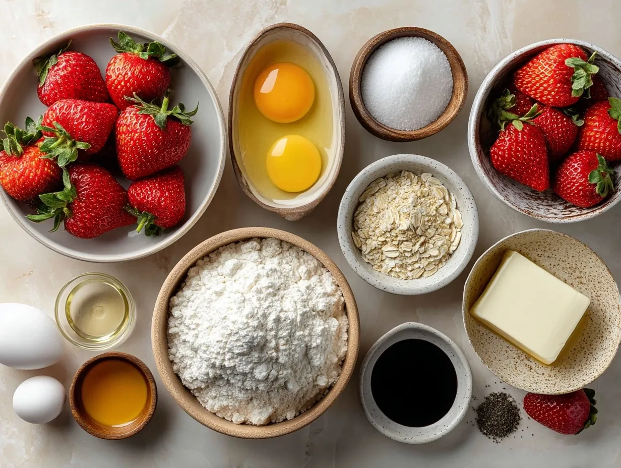 Ingredients for Healthy Strawberry Shortcake Biscuits