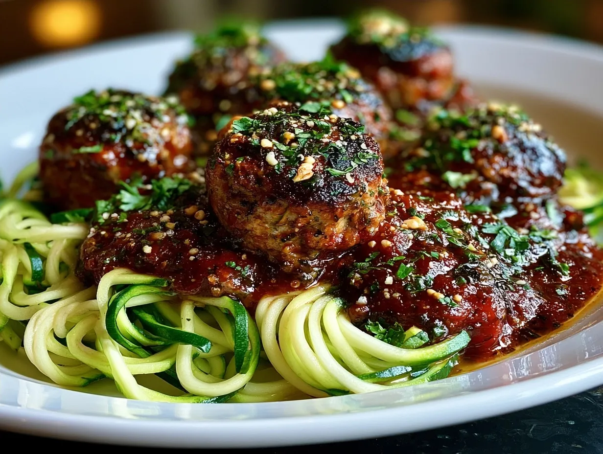 Healthy Turkey Meatballs with Zoodles