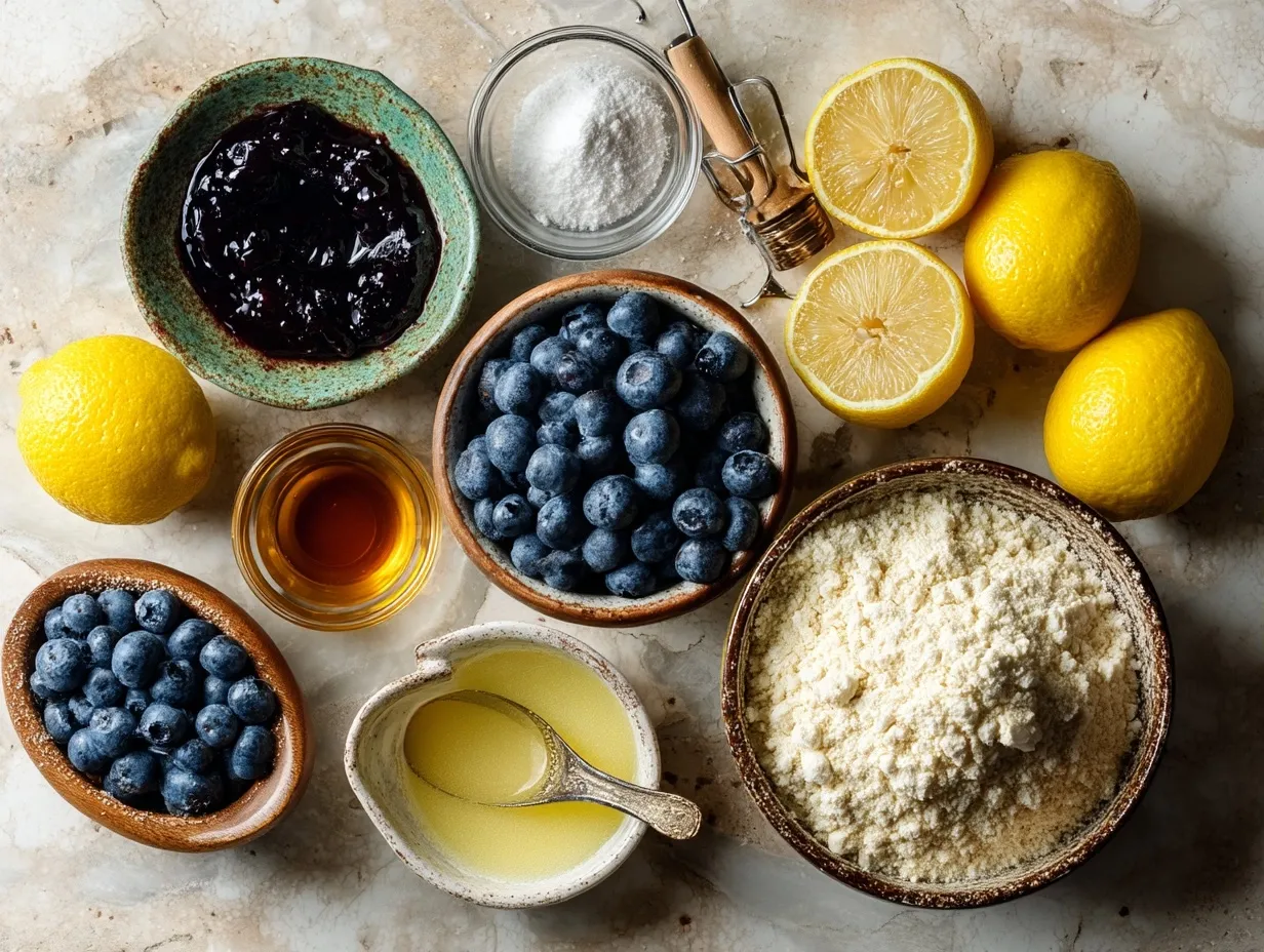 Ingredients for Lemon Blueberry Protein Bundt Cake