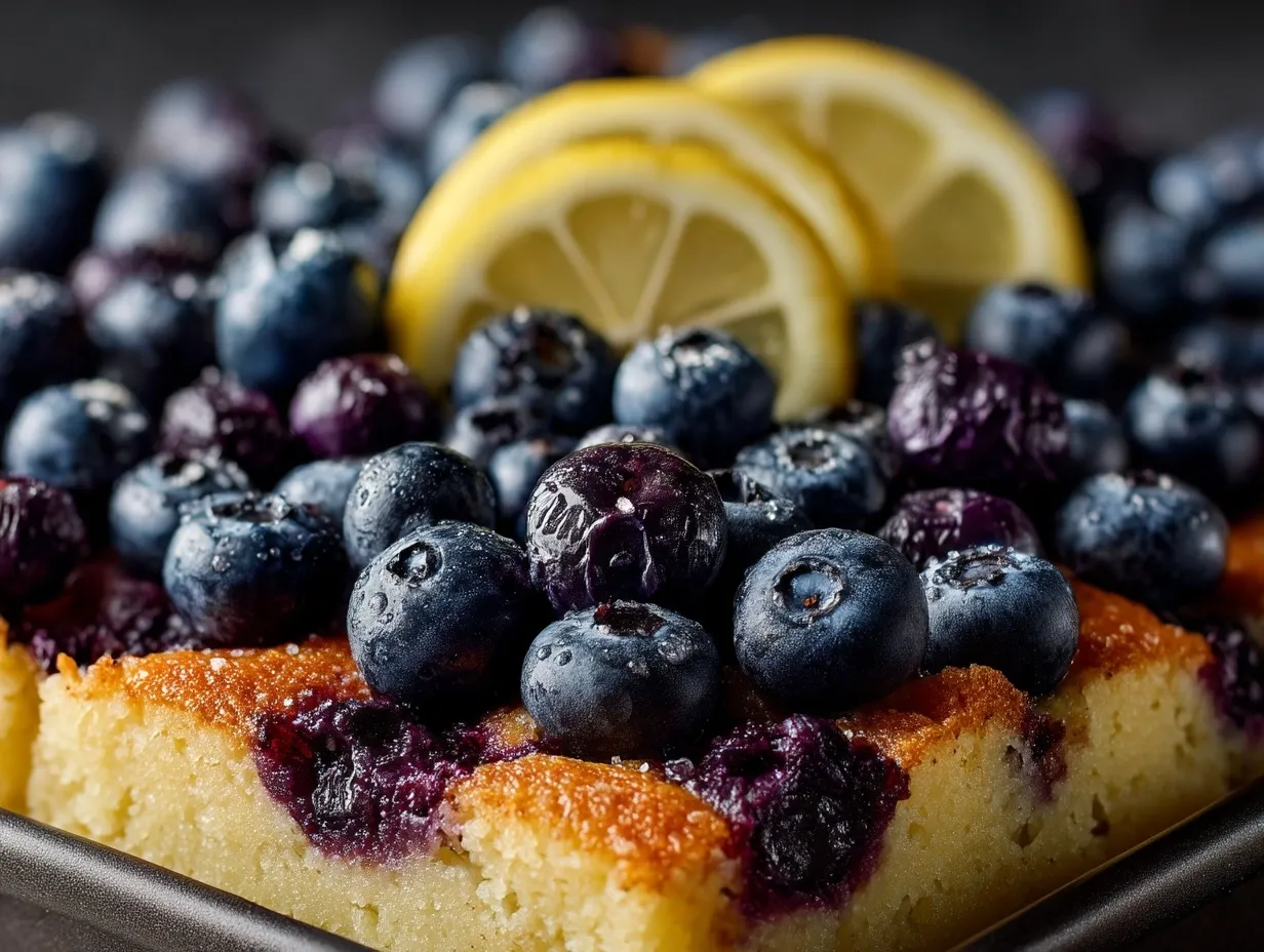 Lemon Blueberry Protein Sheet Cake
