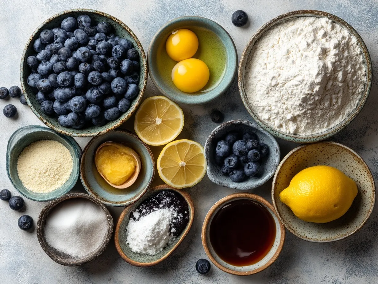 Ingredients for Lemon Blueberry Protein Sheet Cake