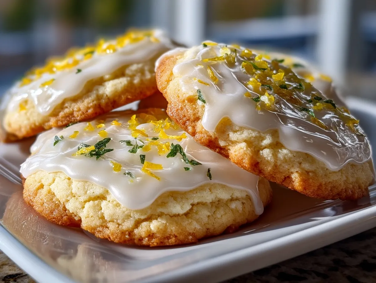Freshly baked Lemon Zest Sugar Cookies on a serving plate
