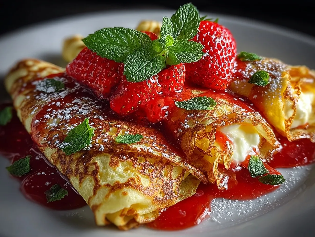 Low Calorie Strawberry Crepes (Greek Yogurt)