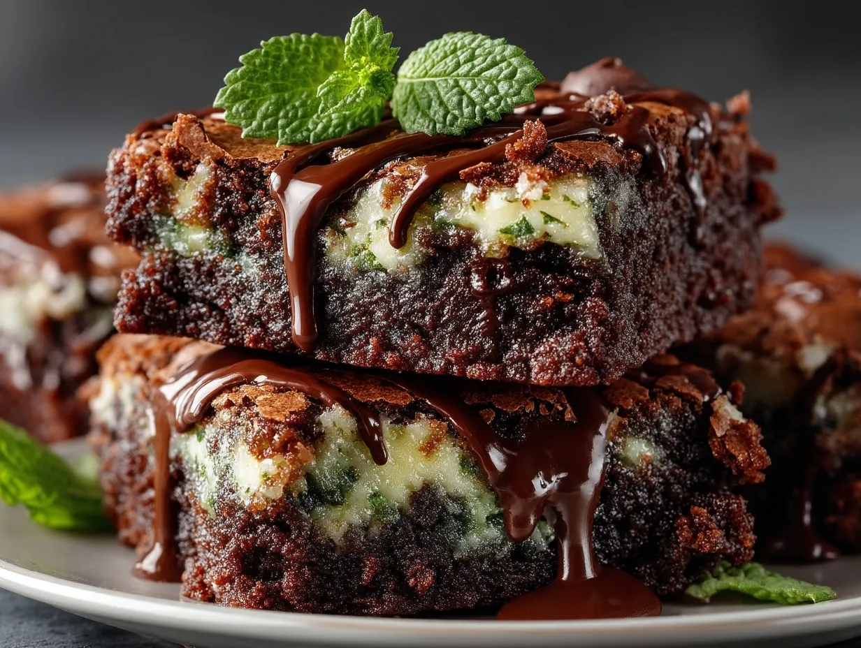 Mint Chocolate Chip Zucchini Brownies