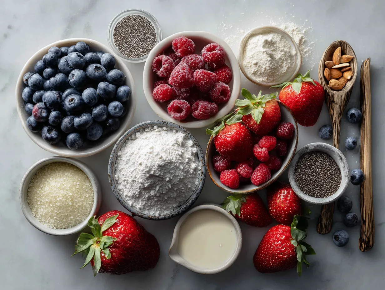 Ingredients for Mixed Berry Summer Protein Pudding