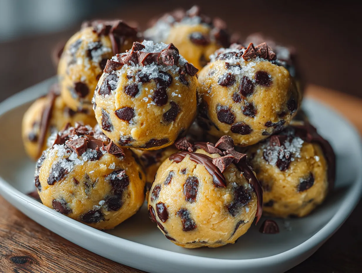 No-Bake Choc Chip Cookie Dough Protein Bites