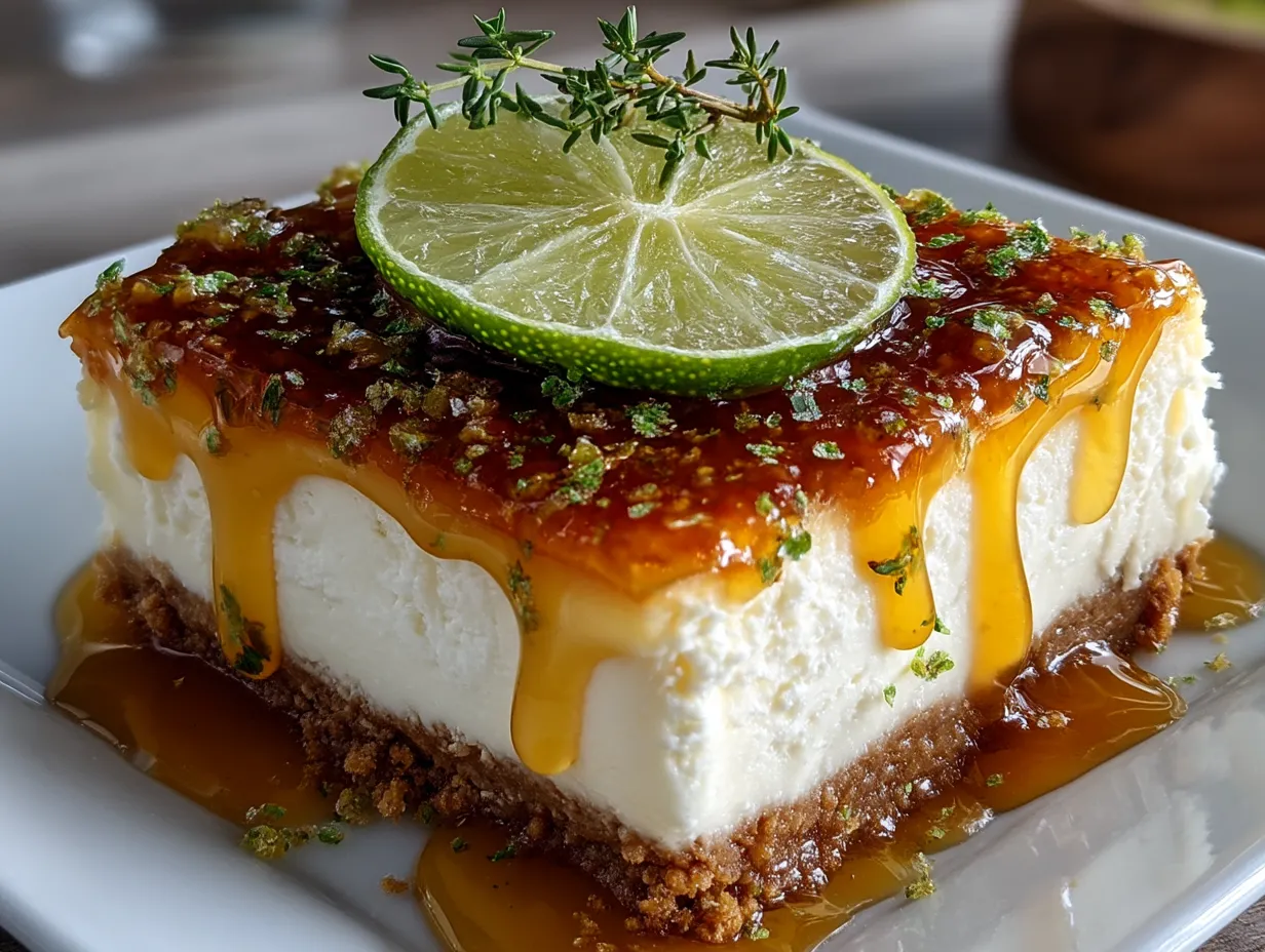 No-Bake Lime Cheesecake served with fresh fruit and whipped cream