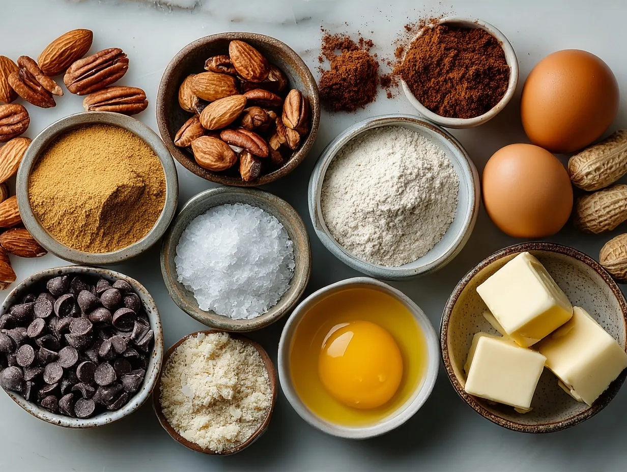 Ingredients for No-Bake Peanut Butter Protein Bars laid out on a wooden table