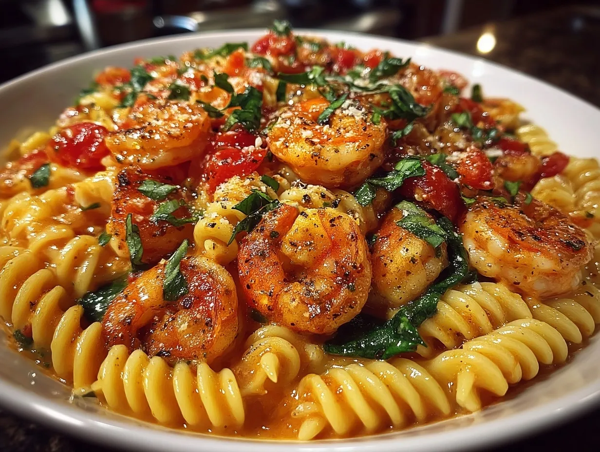 One-Pot Creamy Tomato Basil Pasta with Shrimp