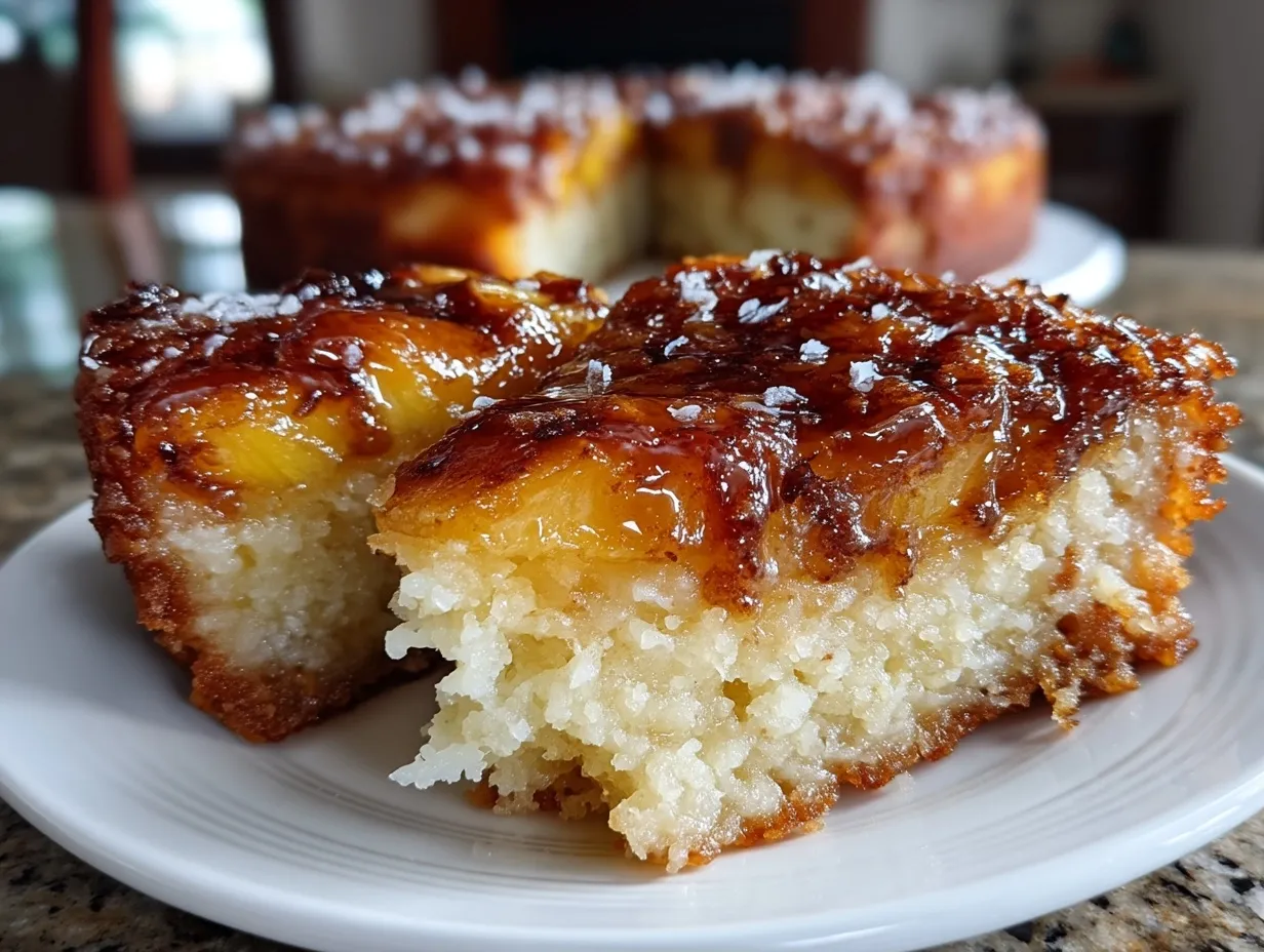 Peach Upside Down Cake Almond Flour served warm with ice cream