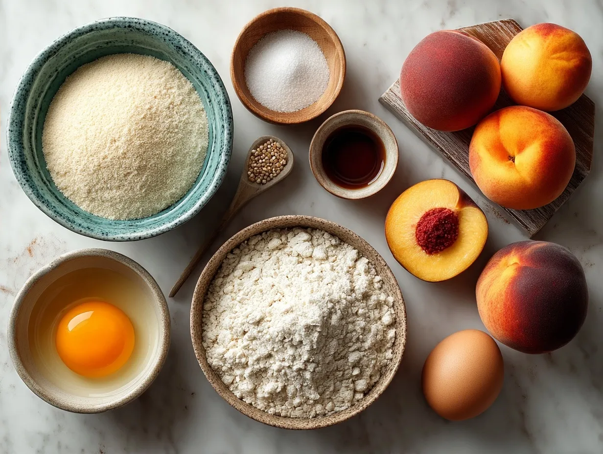 Ingredients for Peach Upside Down Cake made with almond flour