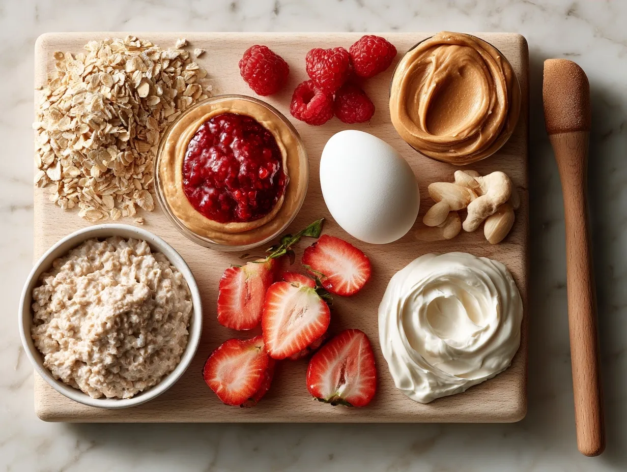Ingredients for Peanut Butter Jelly Protein Oats