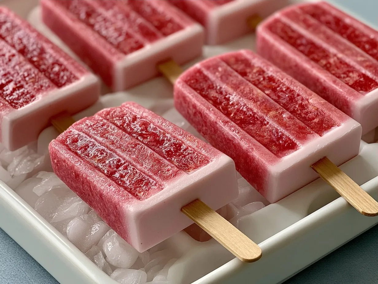 Raspberry Lemonade Protein Popsicles
