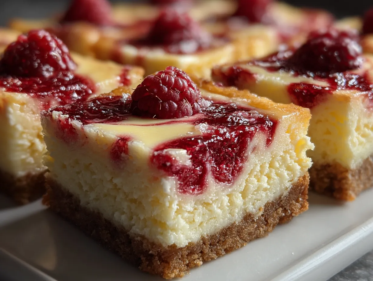 Raspberry Swirl Cheesecake Bars (Low Fat)