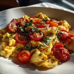 Roasted Tomato Basil Egg Scramble