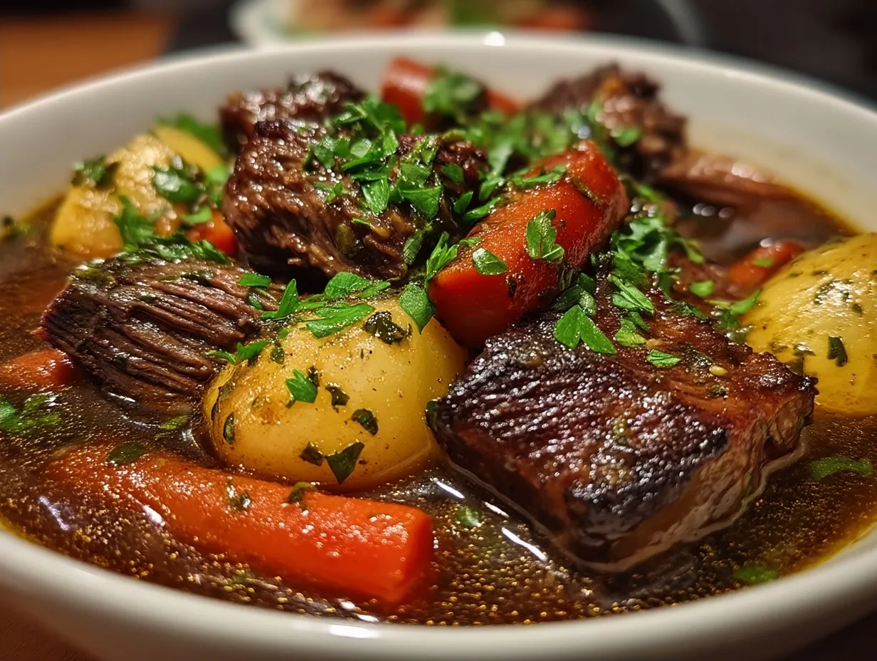 Serving Slow Cooker Beef Stew Summer Style