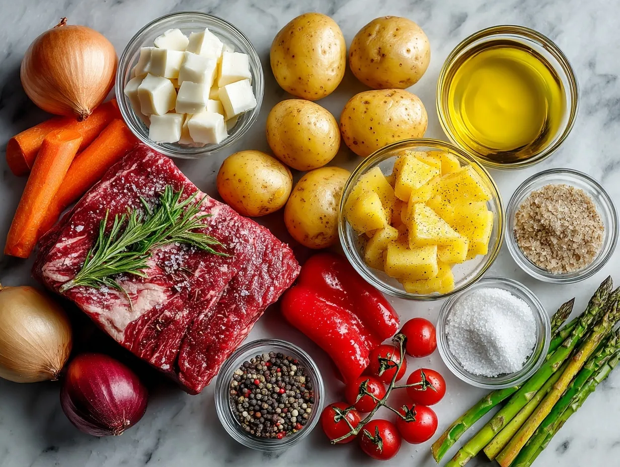 Ingredients for Slow Cooker Beef Stew Summer Style
