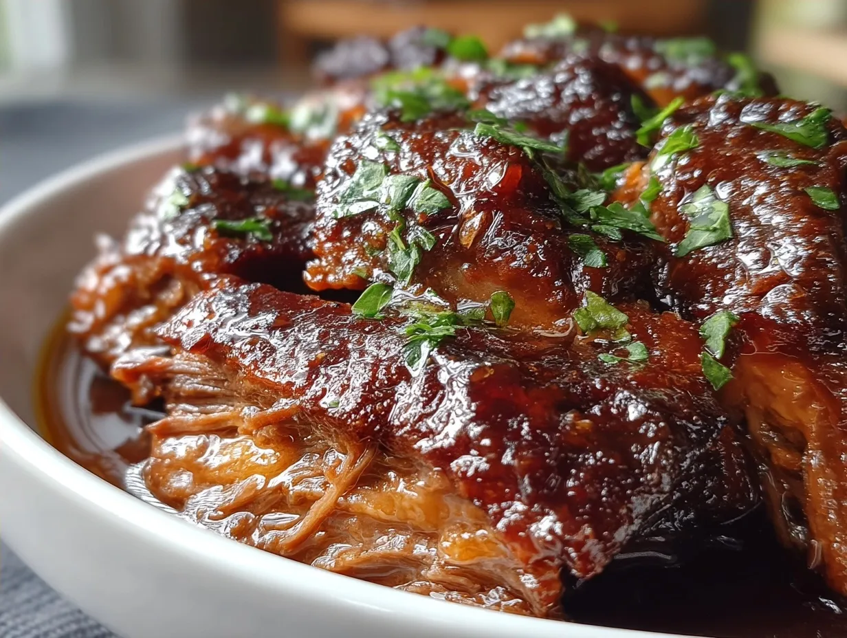 Slow Cooker Hawaiian Beef served over rice with fresh garnish