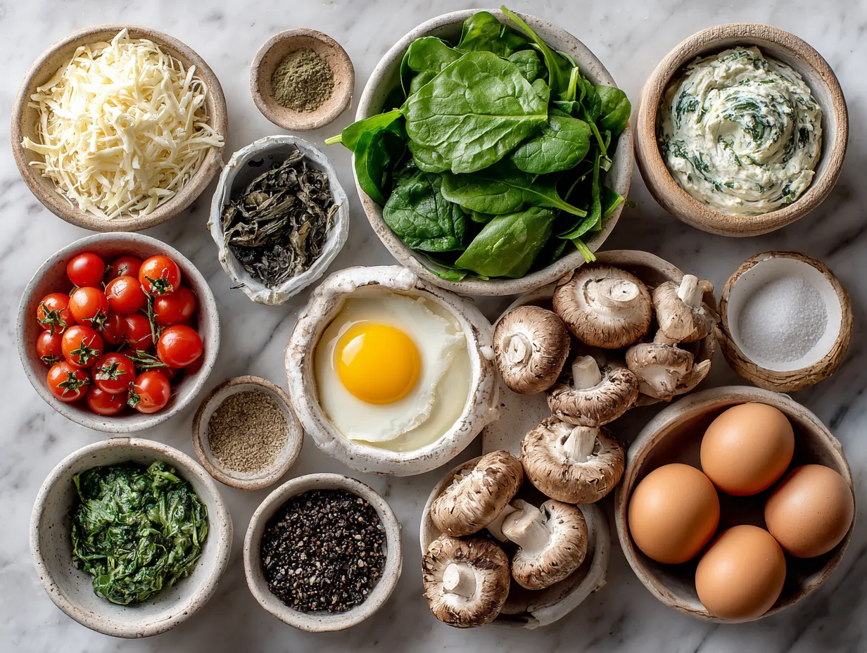 Ingredients for Spinach Mushroom Sous Vide Egg Bites