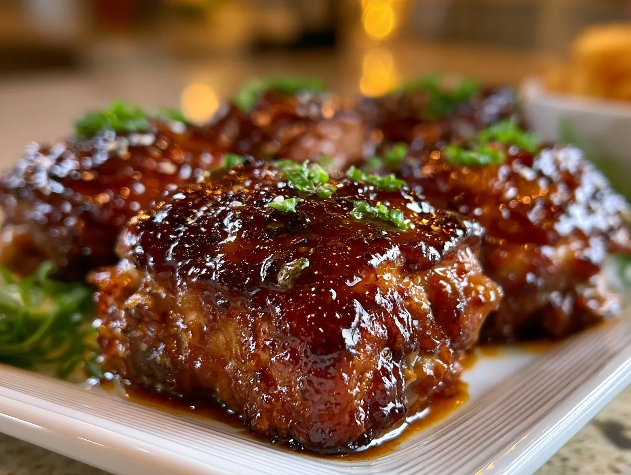 Served Sticky Ginger Lime Chicken Thighs with rice and vegetables