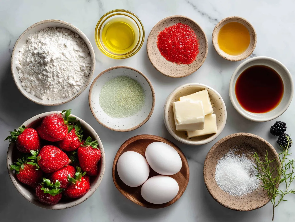 Ingredients for Strawberry Poke Cake with Sugar-Free Jello