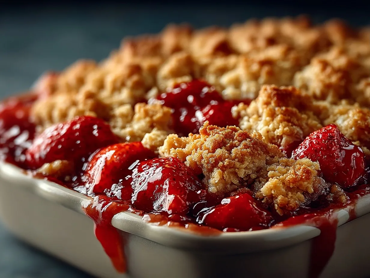 Strawberry Rhubarb Crisp (Honey Sweetened)