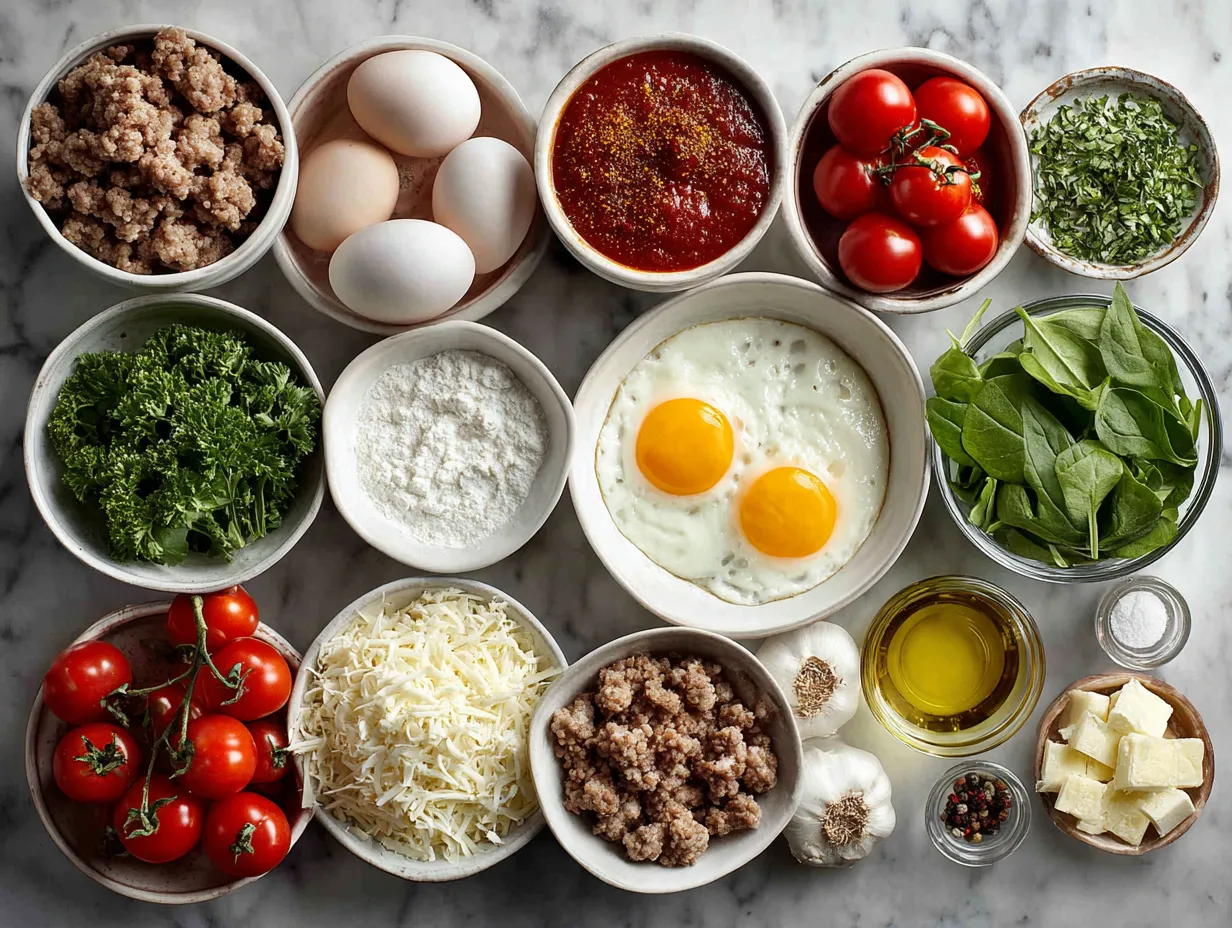 Ingredients for Turkey Sausage Egg White Breakfast Casserole