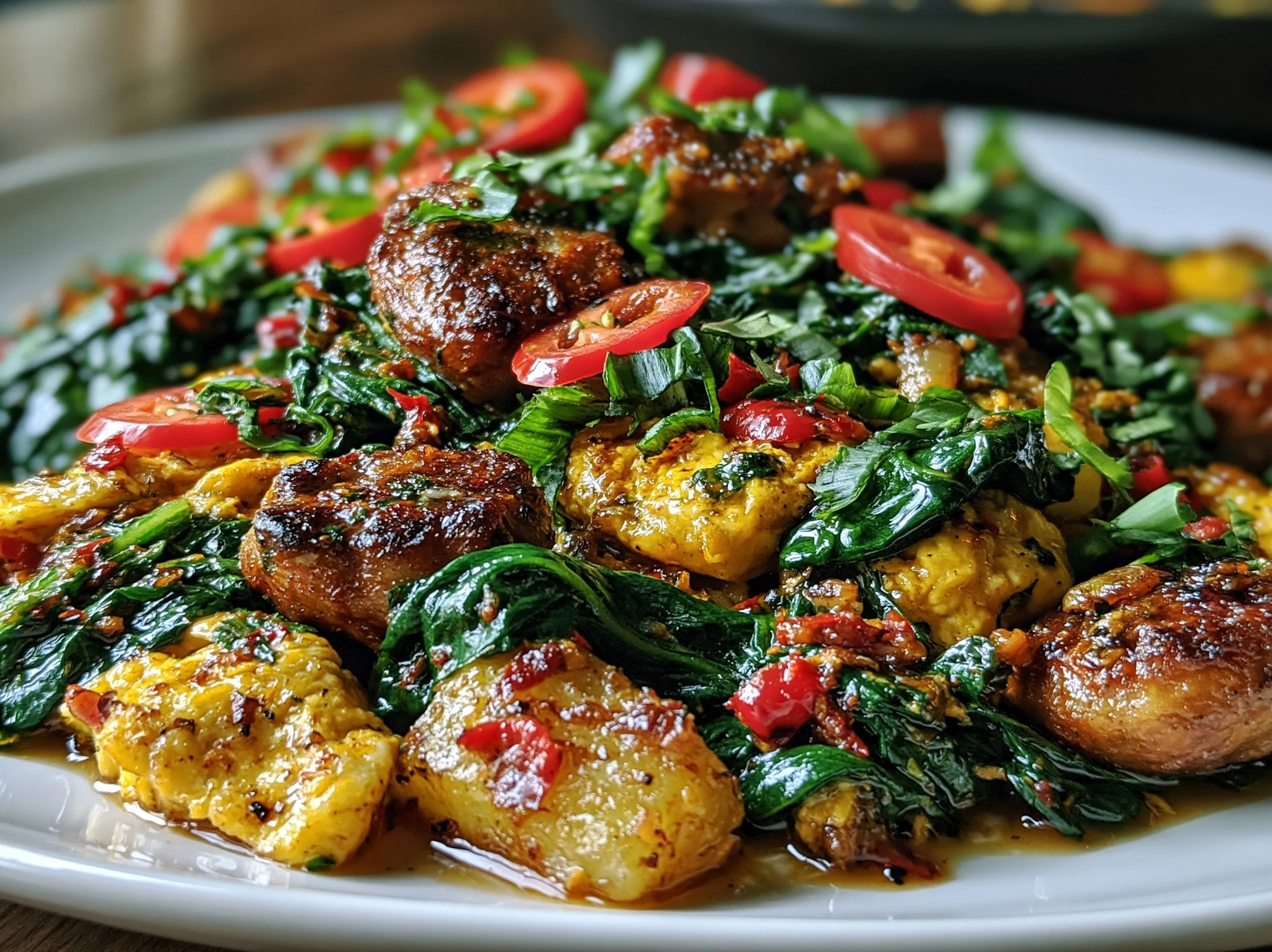 Turkey Sausage & Spinach Breakfast Skillet