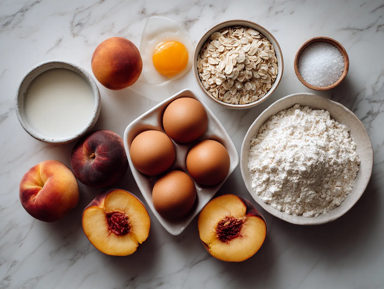 Ingredients for Vanilla Bean Protein Waffles with Fresh Peaches