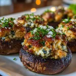 Air Fryer Stuffed Mushrooms (Ground Turkey)
