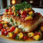 Baked Cod with Fresh Peach Salsa