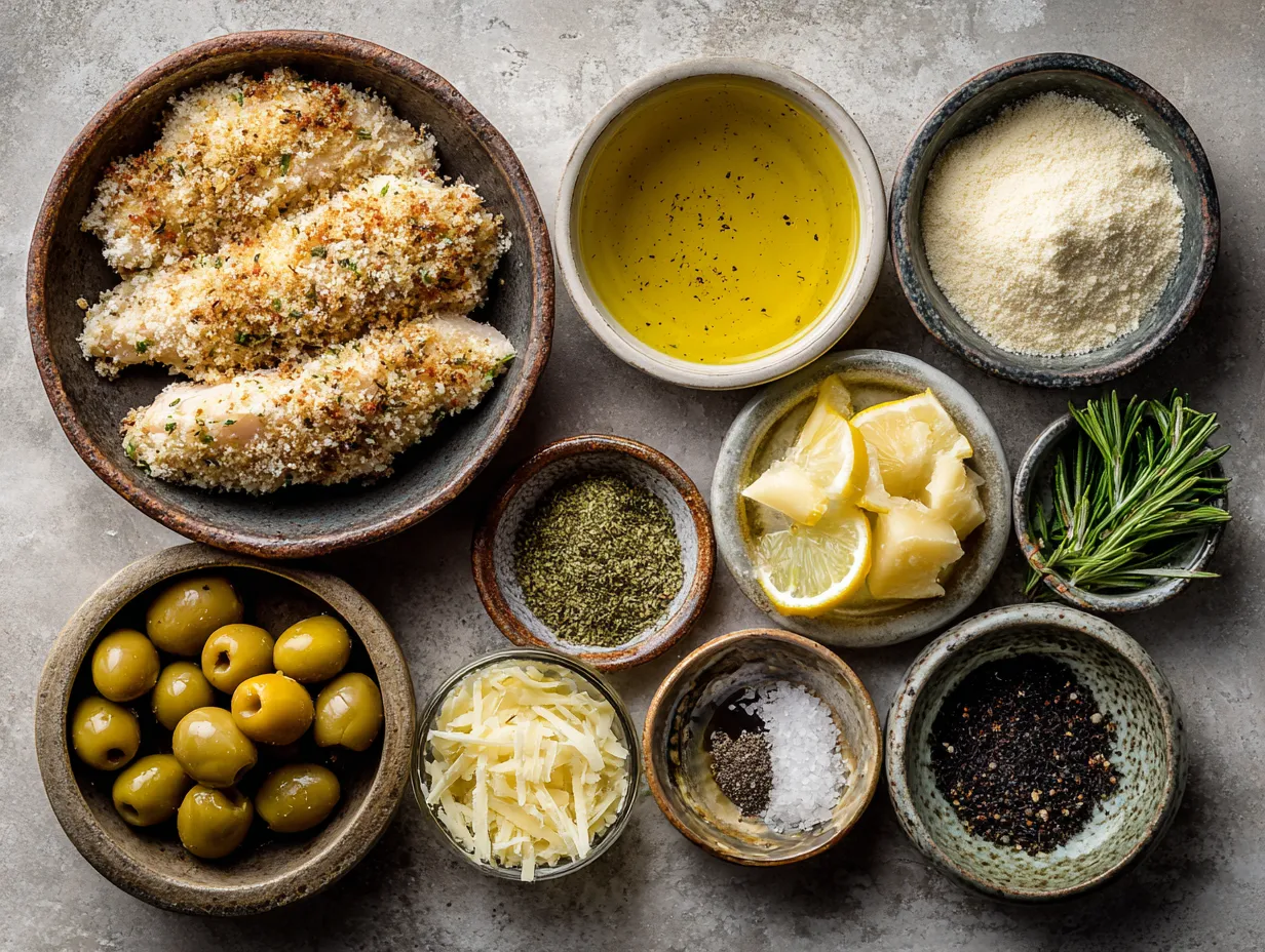 Ingredients for Baked Parmesan Crusted Chicken Tenders