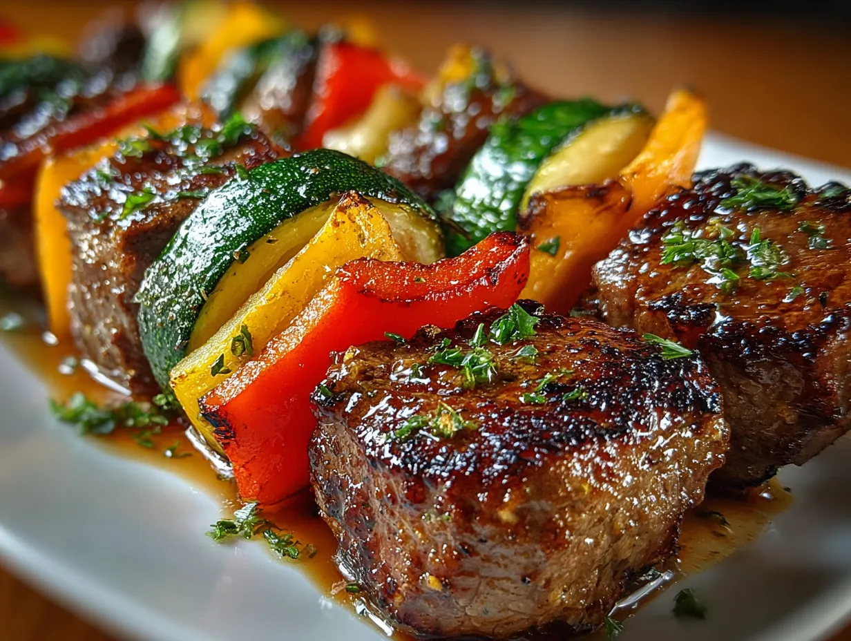 Beef Kabobs with Bell Peppers & Zucchini