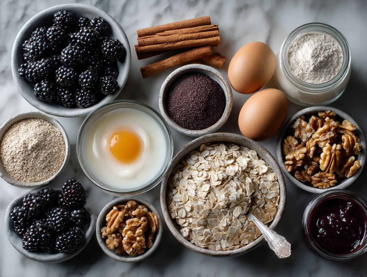 Ingredients for Blackberry Walnut High Protein Oats