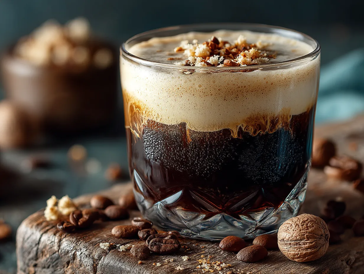 Serving Cold Brew Coffee with Cashew Milk in a tall glass with ice