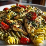 Creamy Summer Pesto Chicken Pasta (Low Cal)