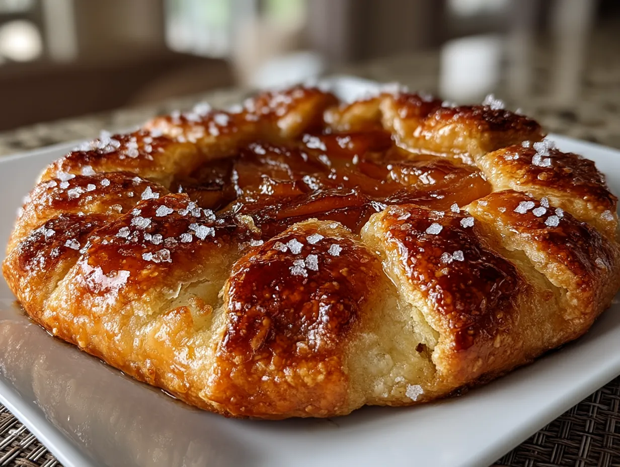 Serving presentation of a Warm Fresh Apricot Galette with Honey Glaze