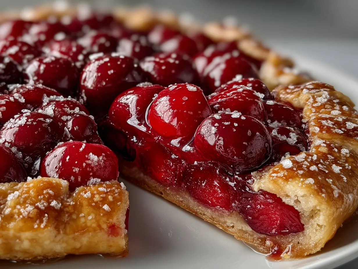 Serving fresh cherry protein galette with Greek yogurt